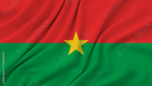 Burkina Faso flag waving in wind, beautiful fabric makes flag sway smoothly, concept of patriotism