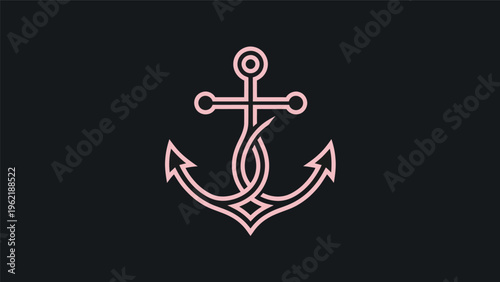 Pink anchor symbol on black background