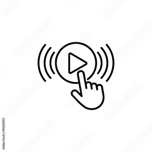 Pointer cursor click on play button black and white pointer and cursor vector icon for media player interface