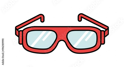 Red framed glasses with clear lenses illustration.