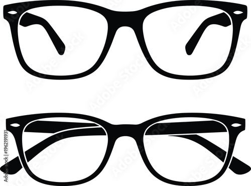 Eyeglasses silhouette vector illustration, fashion accessory icon, optical eyewear design concept, vision correction artwork, stylish frame element - flat vector illustration