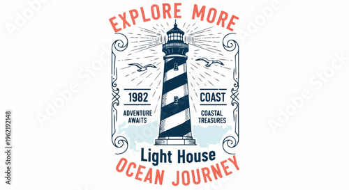 Modern Lighthouse with Rays concept for travel brochures, coastal branding, and adventure posters.