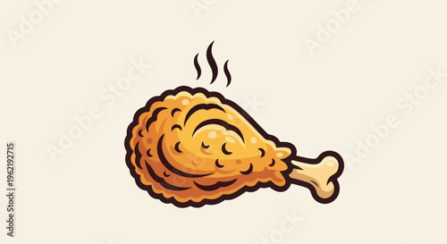 A crispy, golden fried chicken leg with steam rising