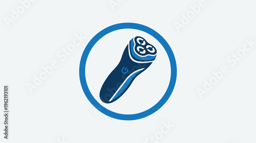 Modern Electric Shaver Icon in Blue Circle