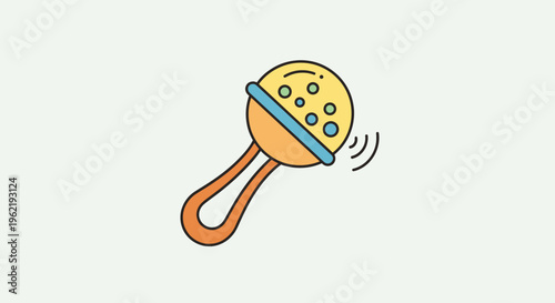 Colorful Cartoon Rattle Toy on a Pale Background