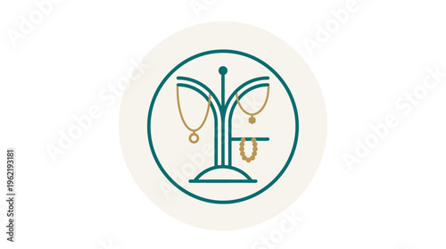 Elegant Jewelry Display Logo in Teal and Gold