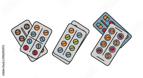 Medicine Blister Pack Line art creative abstract shape vector