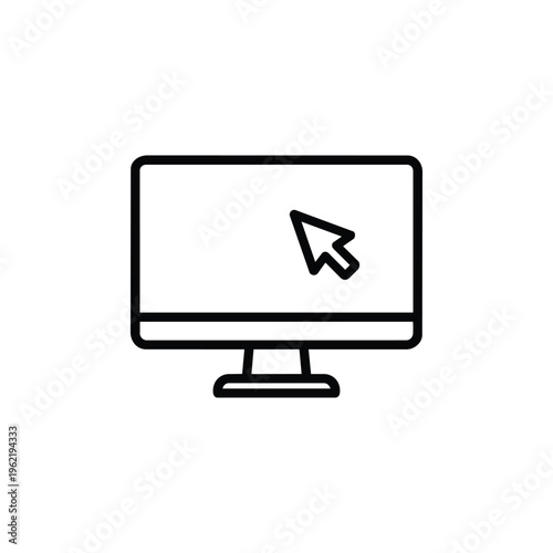 Pointer and cursor icon on computer monitor black and white pointer and cursor vector illustration