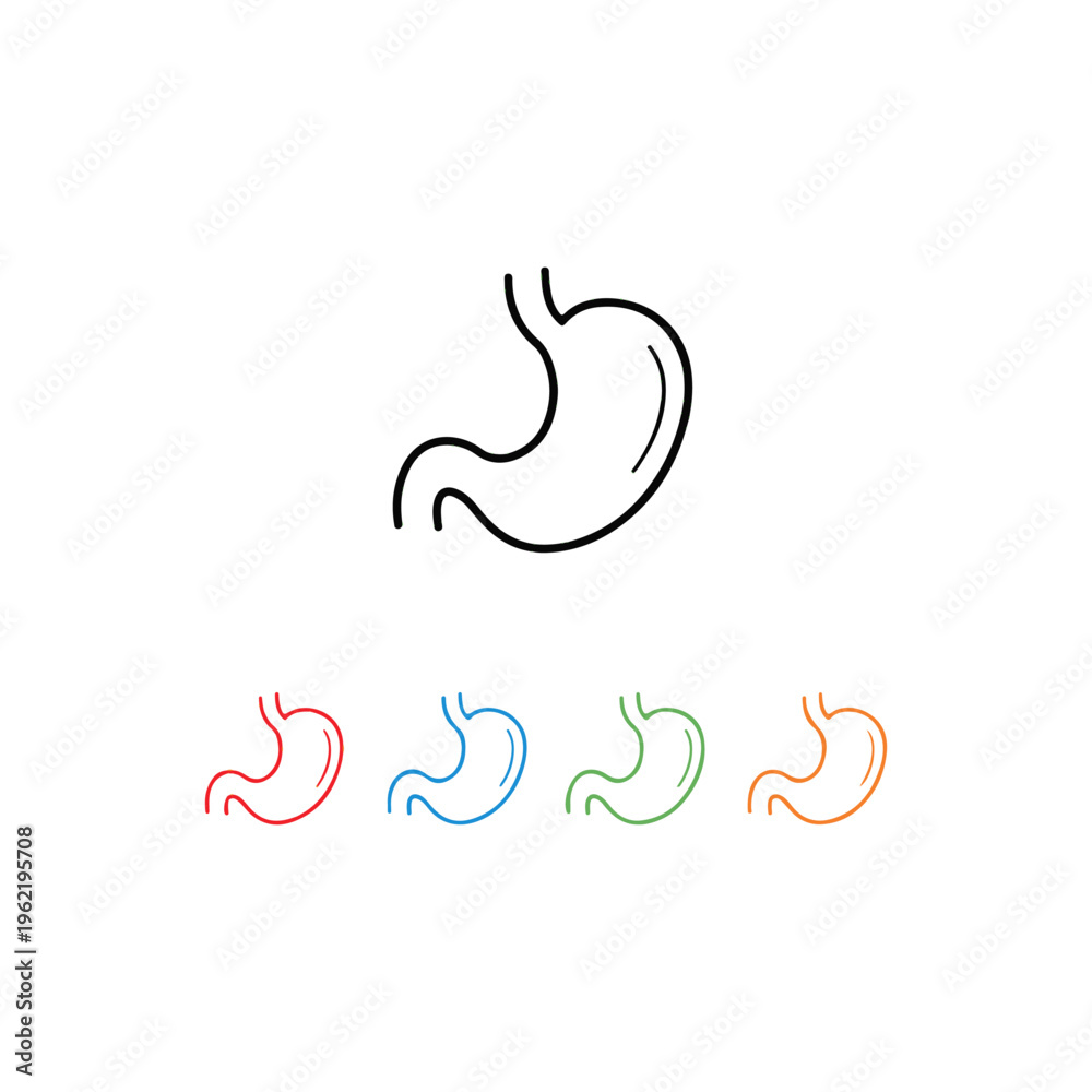 Obraz premium stomach icons set in different colors Vector set icon in different colors on a white background