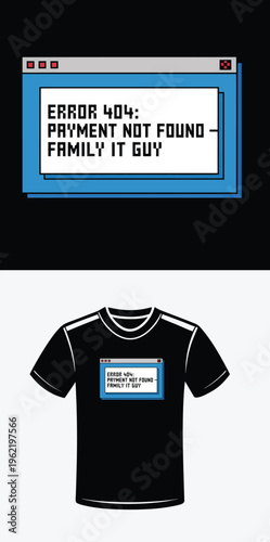 Error 404 payment not found family IT guy computer window vector illustration