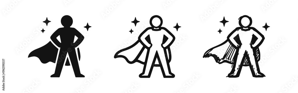 Foto Powerful superhero icon set
