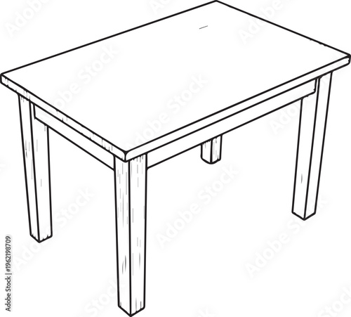 Simple monochrome line of a rectangular table with four legs