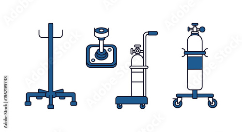 Oxygen Cylinder Stand Line art clean colorful shapes vector