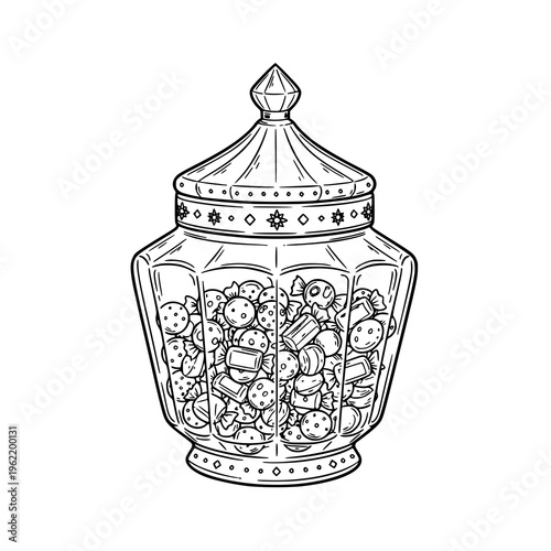 Decorative Candy Box Hand Drawn Doodle Vector Islamic Festive Illustration