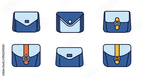Mail Bag Line art vector set minimal abstract color shapes