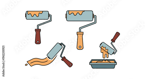 Paint Roller Line art vector creative decorative abstract