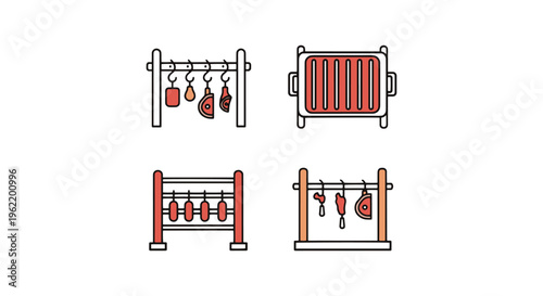 Meat rack Line art vector set simple abstract clean