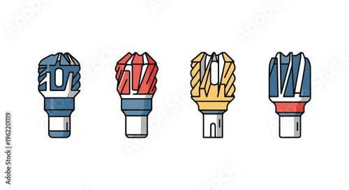 Milling Cutter Set Line art minimal simple illustration vector