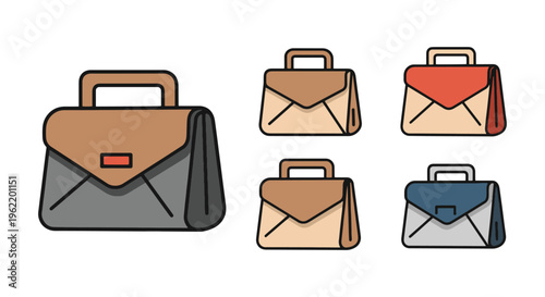 Mail Bag Line art vector set minimal decorative abstract