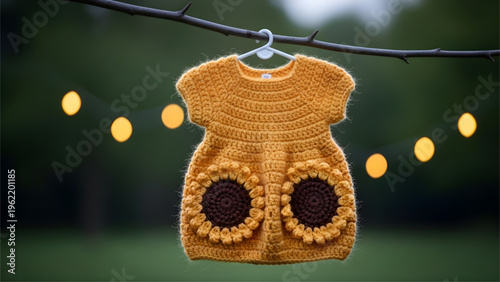 spring  with ornaments gingerbread and gifts in a cozy winter holiday home setting ,crochet dress and baby girl dress 