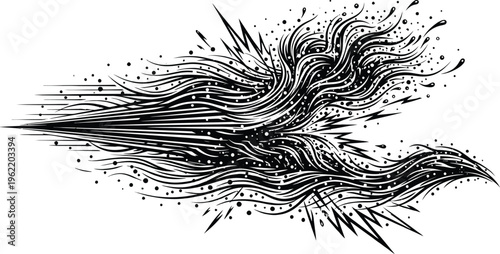 Artistic Abstract Swirl Lines with Particle Dust and Windy Effect