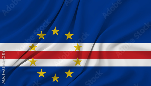 Cape Verde flag waving in wind, beautiful fabric makes flag sway smoothly, concept of patriotism