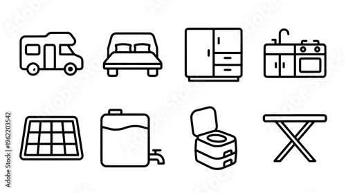 Drink icons isolated line art illustrations of beverages and supplies
