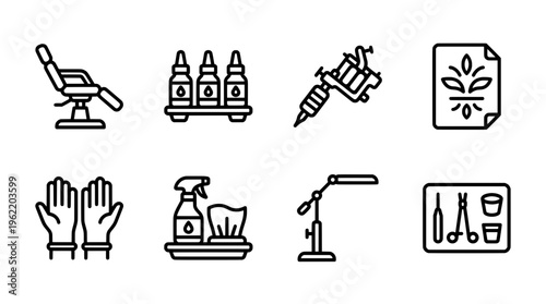 Film production equipment icons set in line style for creative projects