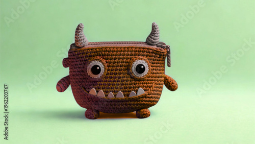 Wooden owl figurine on bag