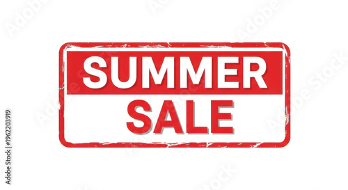 Red rectangular rubber stamp icon with summer sale text message isolated png