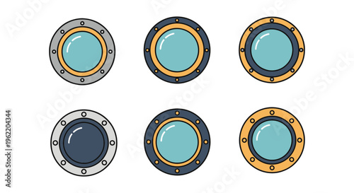 Porthole Line art vector set abstract design