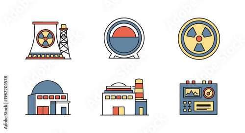 Nuclear Reactor Line art modern abstract minimal illustration