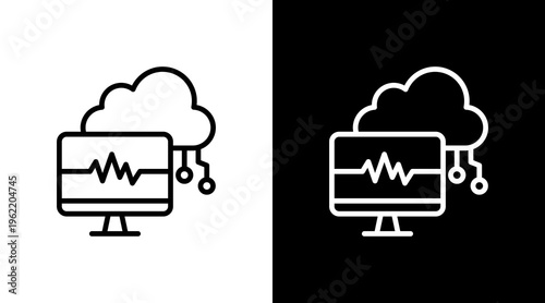 Cloud Monitoring White Icon Set Design