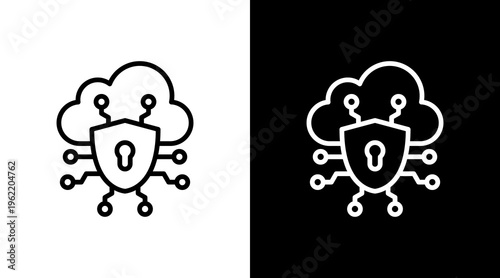 Cybersecurity White Icon Set Design