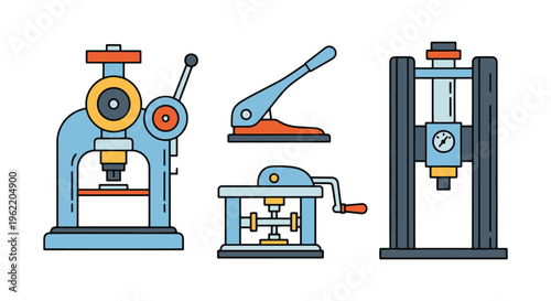 Punching Machine Line art clean abstract creative vector