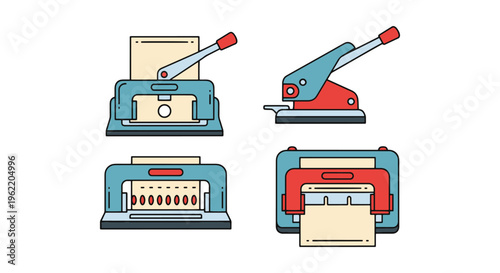 Punching Machine Line art modern color shapes illustration