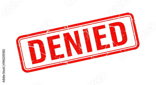 Bright red denied rubber stamp mark on a clean textured surface isolated png