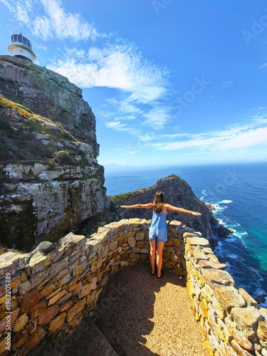 Cliff top views of Cape Point in Cape Town, South Africa.