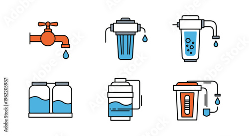 Reverse Osmosis System Line modern abstract shape illustration