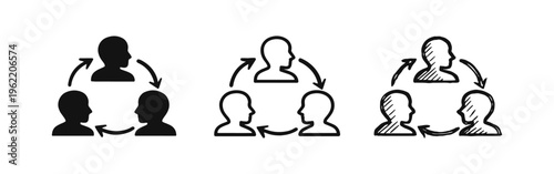 People Collaboration and Communication Network Icons Set