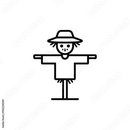 Farming scarecrow icon black and white scarecrow illustration for farming and agriculture design