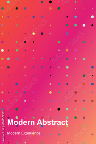 Vibrant modern abstract art with colorful dots on pink background