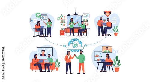 Hybrid Work Ecosystem: Digital Communication & Sustainable Global Connection