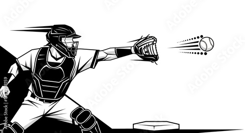 Cartoon vector illustration of an American football player holding a ball