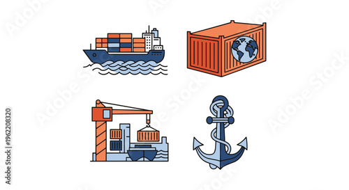 Ocean Freight Line art vector creative simple shapes