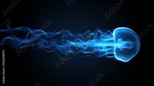 Glowing Jellyfish in Blue Light with Ethereal Flowing Tentacles