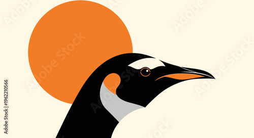 Close-up of an emperor penguins head, showcasing its distinctive features.