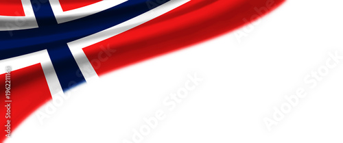 White background with the flag of Norway in the upper left corner
