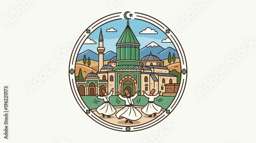 Mevlana Rumi Dervishes Dancing at the Green Mosque