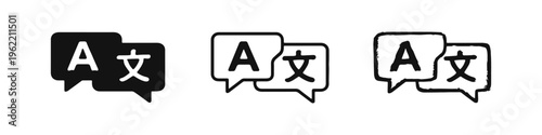 Language Translation and Multilingual Communication Chat Icons Set